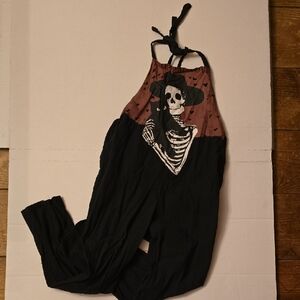 Black and Brown Skeleton Print Jumpsuit